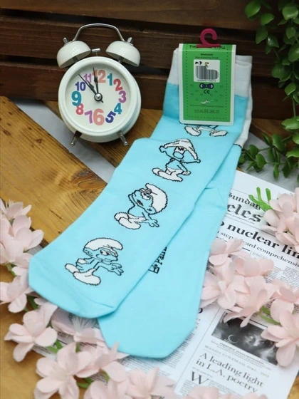 جوراب ساقدار اسمورف آبی روشن پاتریس - Image 2