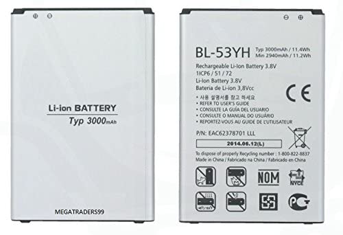 باتری موبایل مدل BL-53YH ظرفیت 3000 میلی آمپر ساعت مناسب برای گوشی موبایل ال جی G3 میباشد برای سفارش با شماره 09126439322 تماس بگیرید